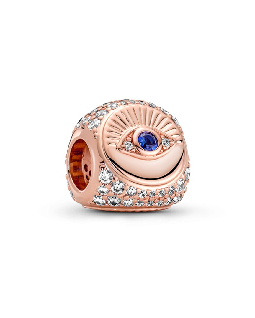 Pandora Moments 14K Rose Gold Plated Cz Eye, Hamsa, & Feather Charm