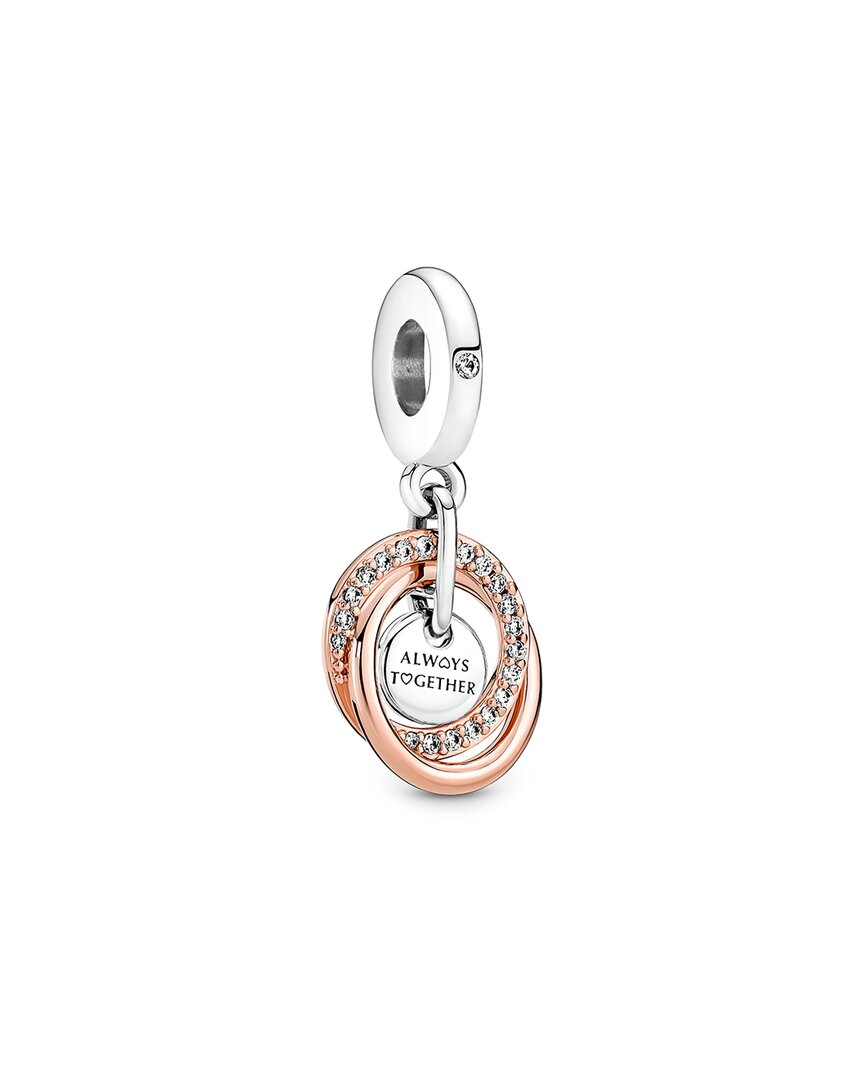 Pandora Moments Silver & 14K Rose Gold Plated Cz Family Always Encircled  Dangle
