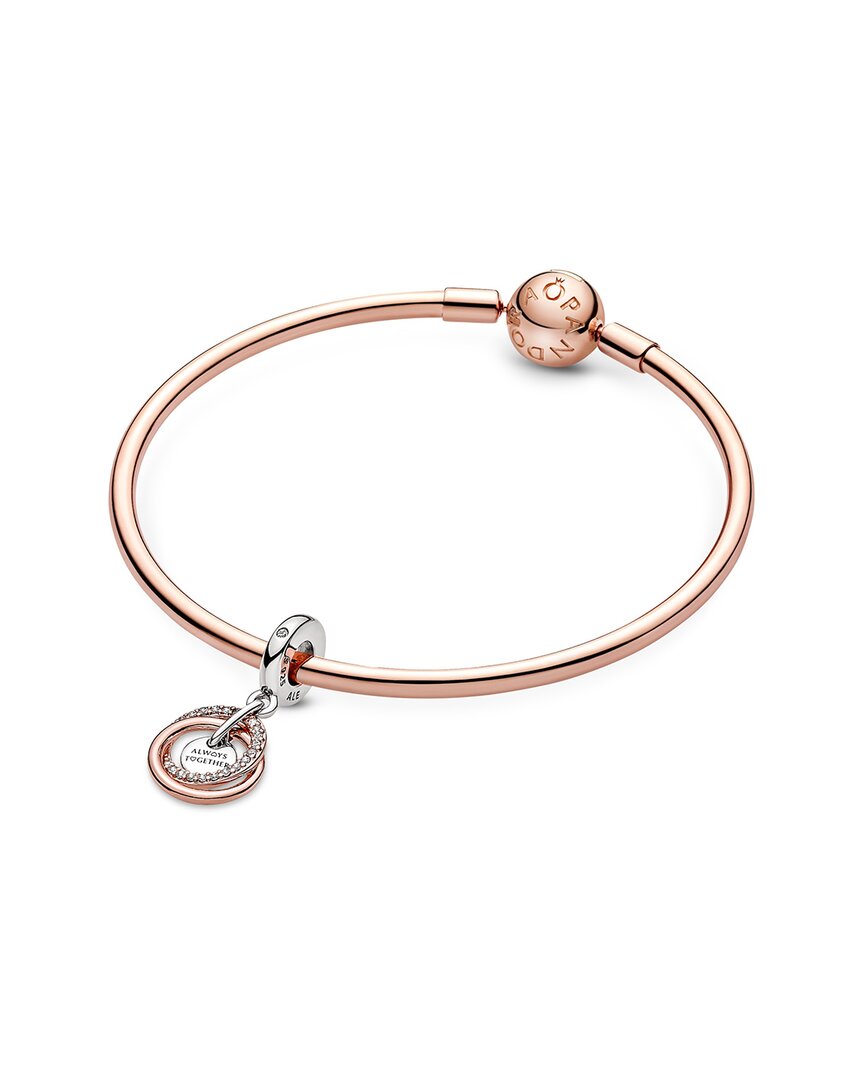 Pandora Moments Silver & 14K Rose Gold Plated Cz Family Always Encircled  Dangle
