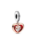 Pandora Moments 14K Rose Gold Plated Cz Radiant Heart Dangle Charm