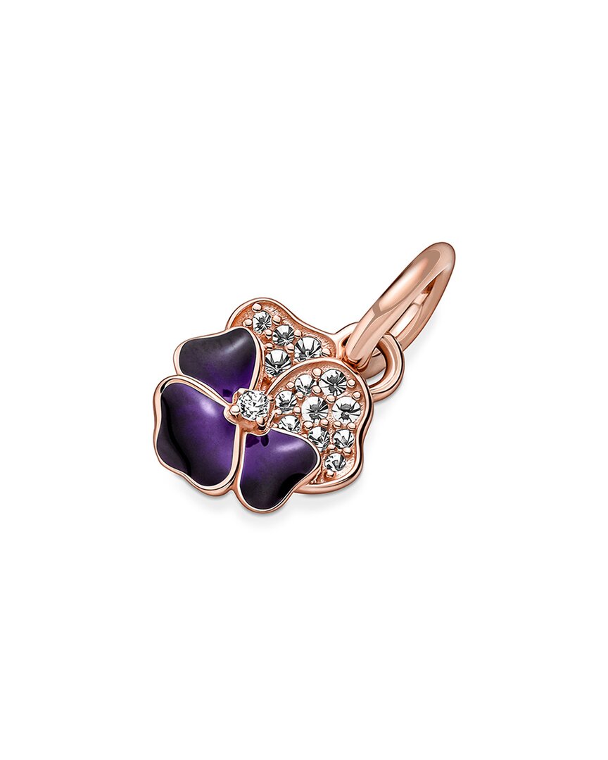 Pandora Moments 14K Rose Gold Plated Cz Pansy Dangle Charm