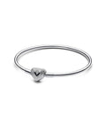 Pandora Moments Silver Radiating Heart Clasp Bangle Bracelet