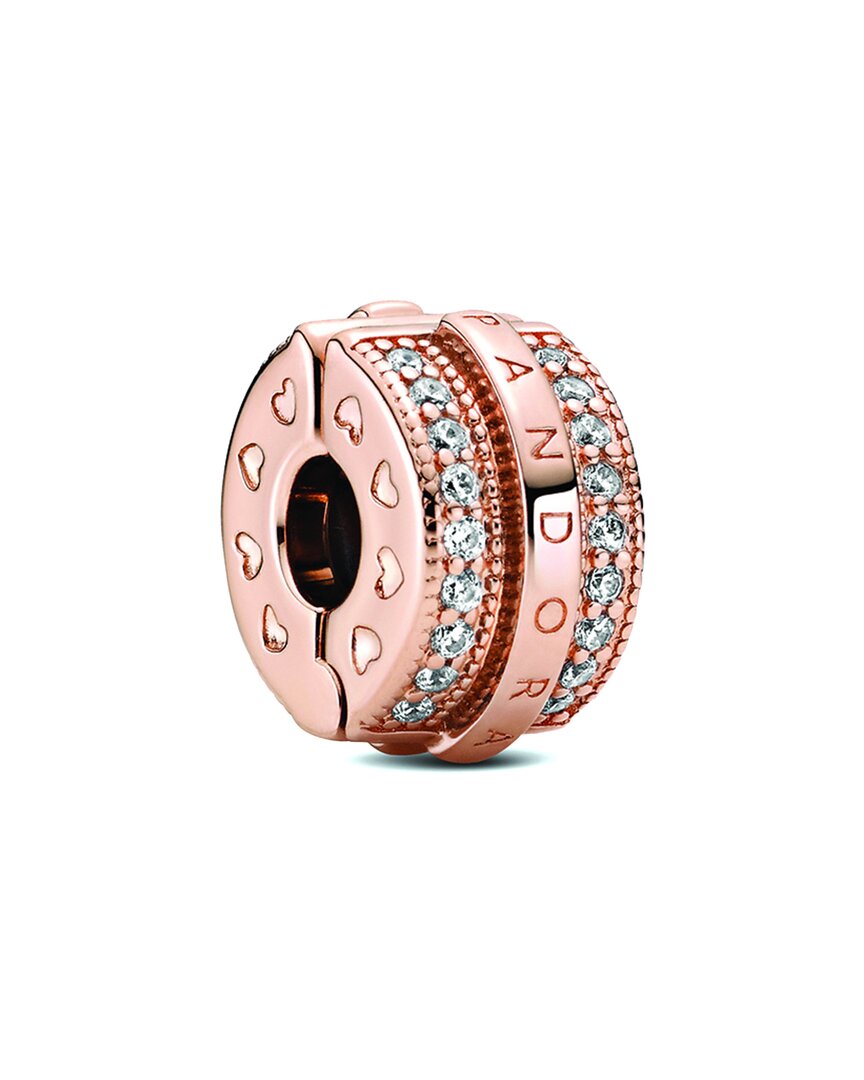 Pandora Signature 14K Rose Gold Plated Cz Logo Clip Charm