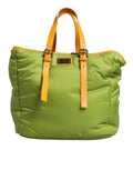 Dolce & Gabbana Green Nylon Padded Logo Plaque Tote Crossbody Women's Bag