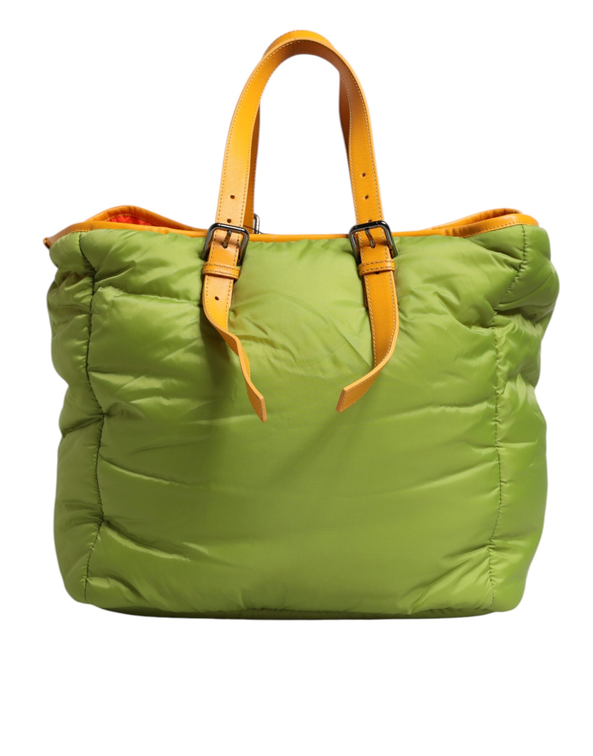 Dolce & Gabbana Green Nylon Padded Logo Plaque Tote Crossbody Women's Bag