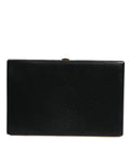 Dolce & Gabbana Black Leather Gold Frame Clutch Evening Party Purse Women's Bag