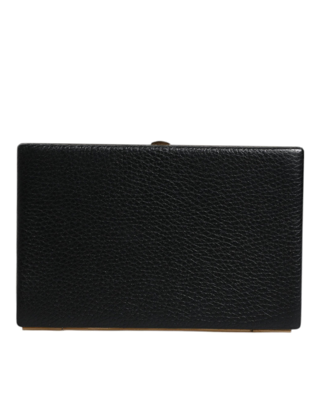 Dolce & Gabbana Black Leather Gold Frame Clutch Evening Party Purse Women's Bag