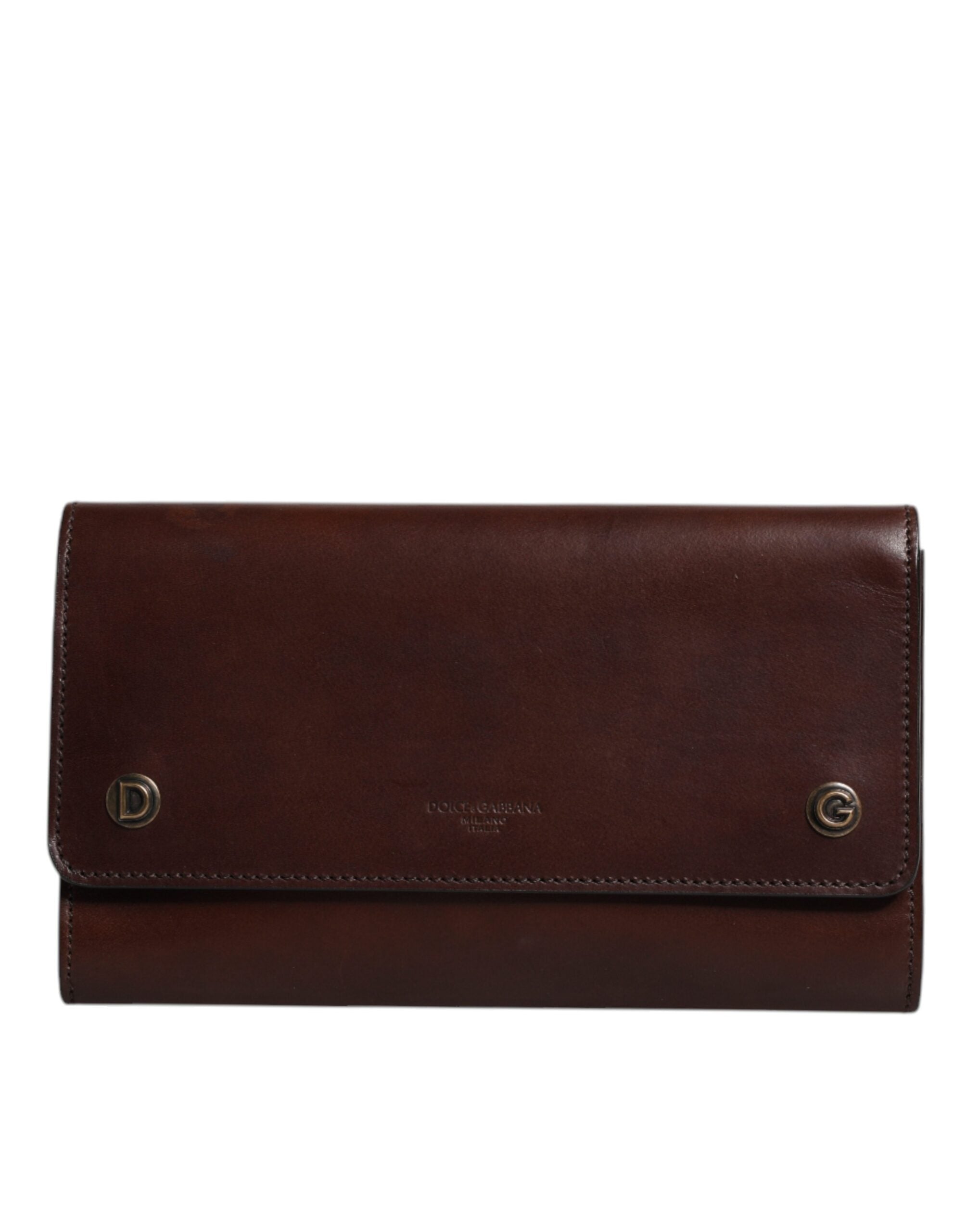 Dolce & Gabbana Brown Leather Logo Embossed Crossbody Women's Bag ( )