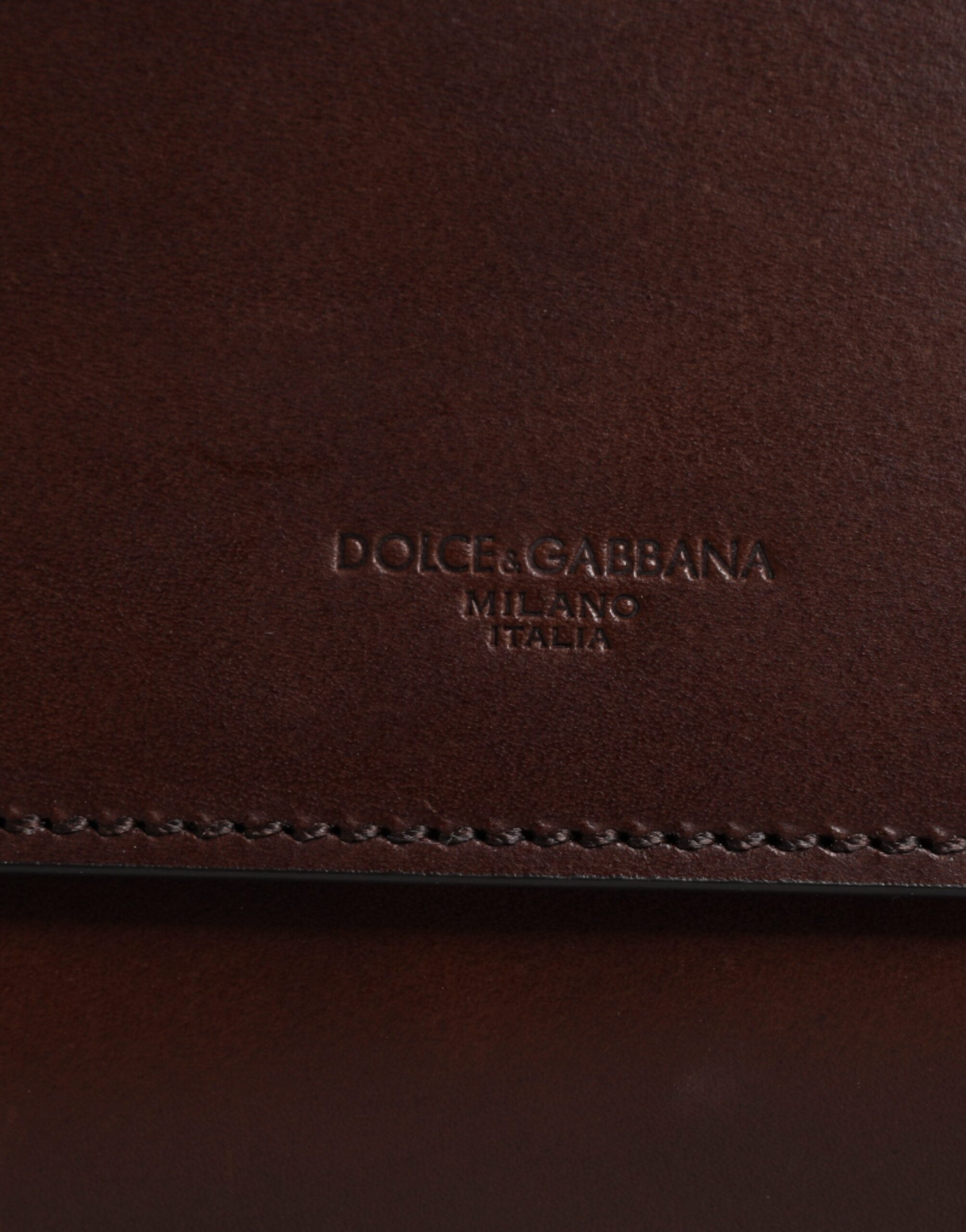 Dolce & Gabbana Brown Leather Logo Embossed Crossbody Women's Bag ( )
