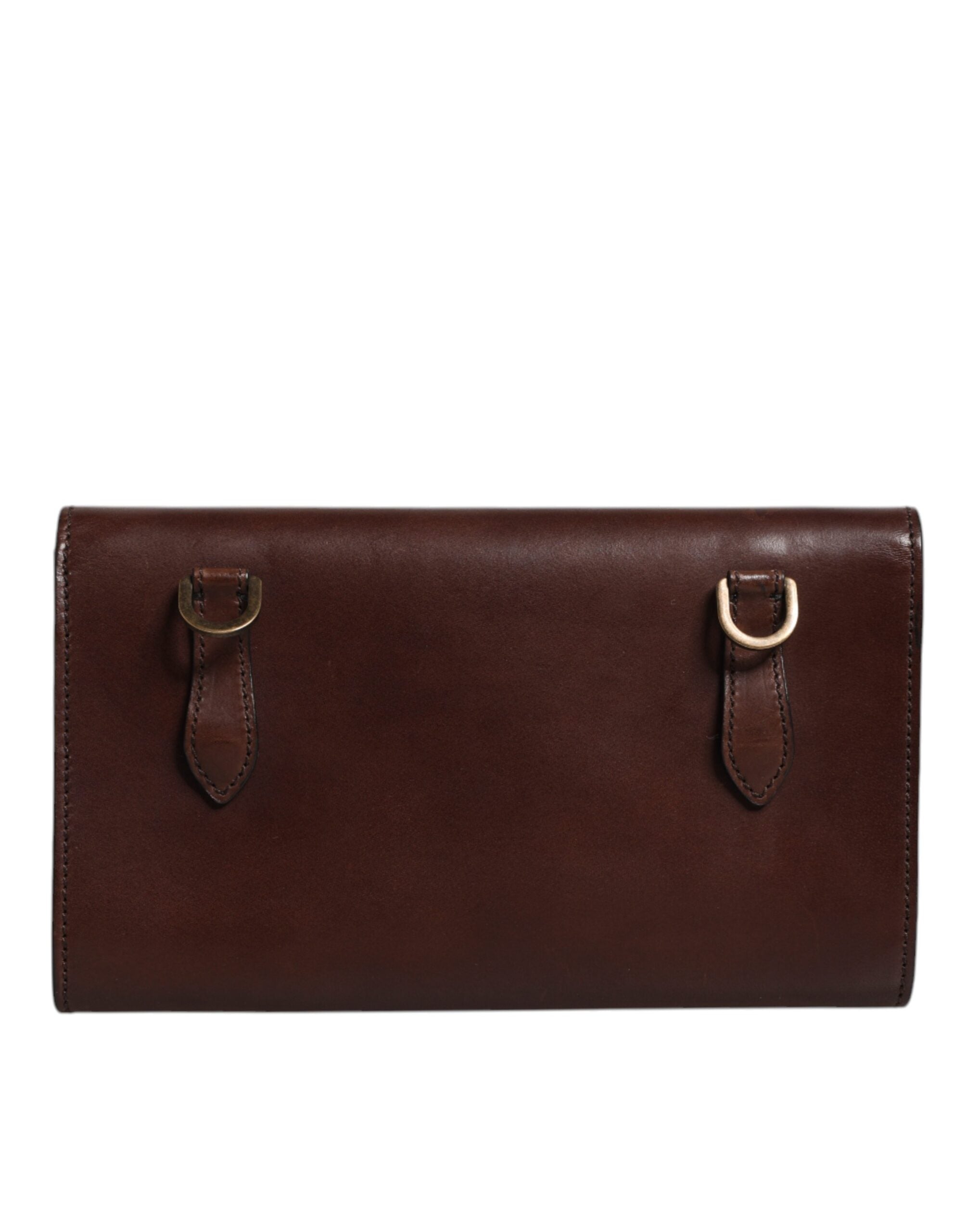 Dolce & Gabbana Brown Leather Logo Embossed Crossbody Women's Bag ( )