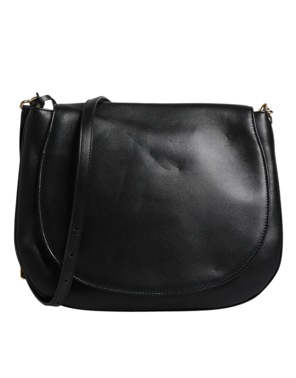 Dolce & Gabbana Black Leather Flap Saddle Shoulder Women's Bag ( )