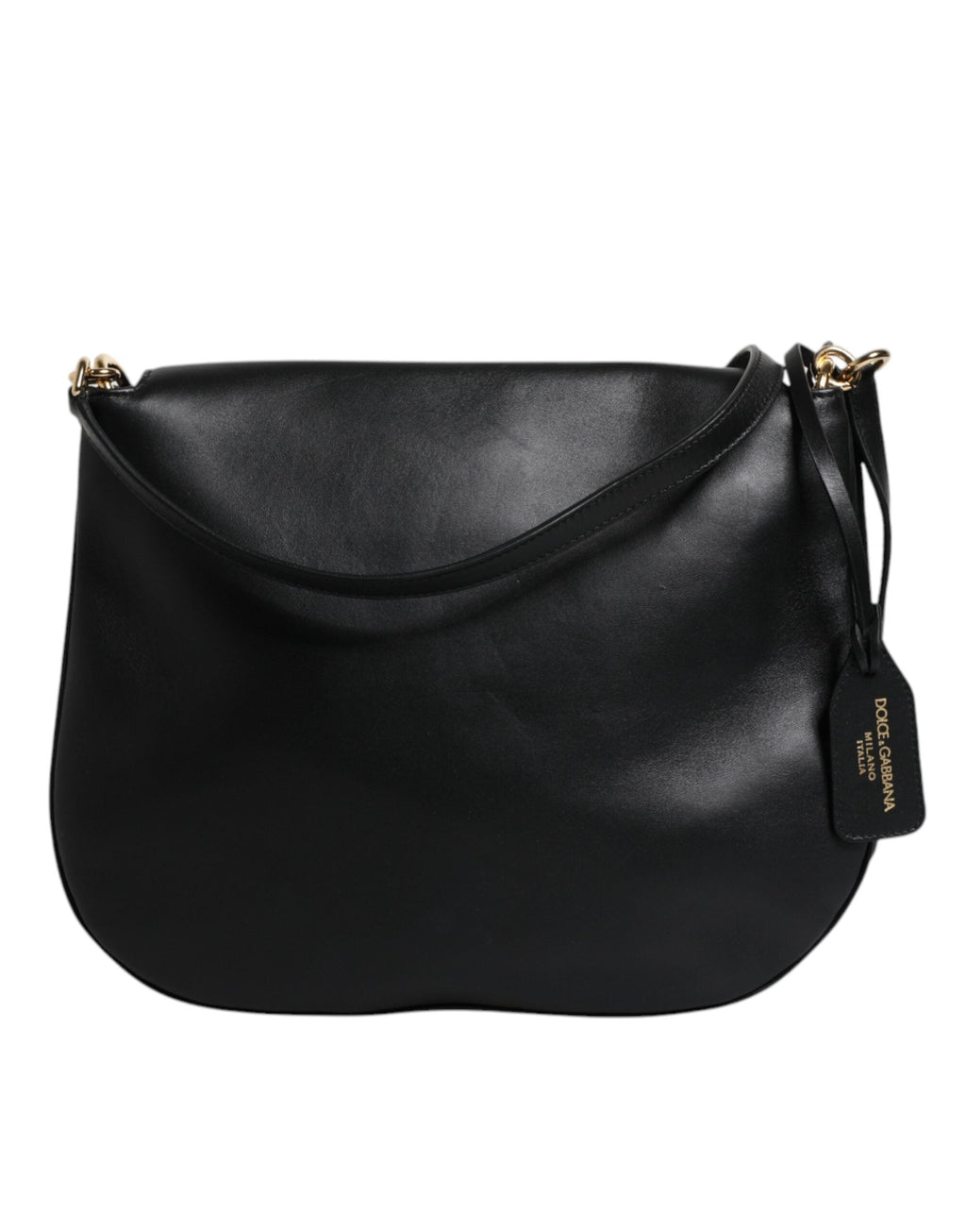 Dolce & Gabbana Black Leather Flap Saddle Shoulder Women's Bag ( )