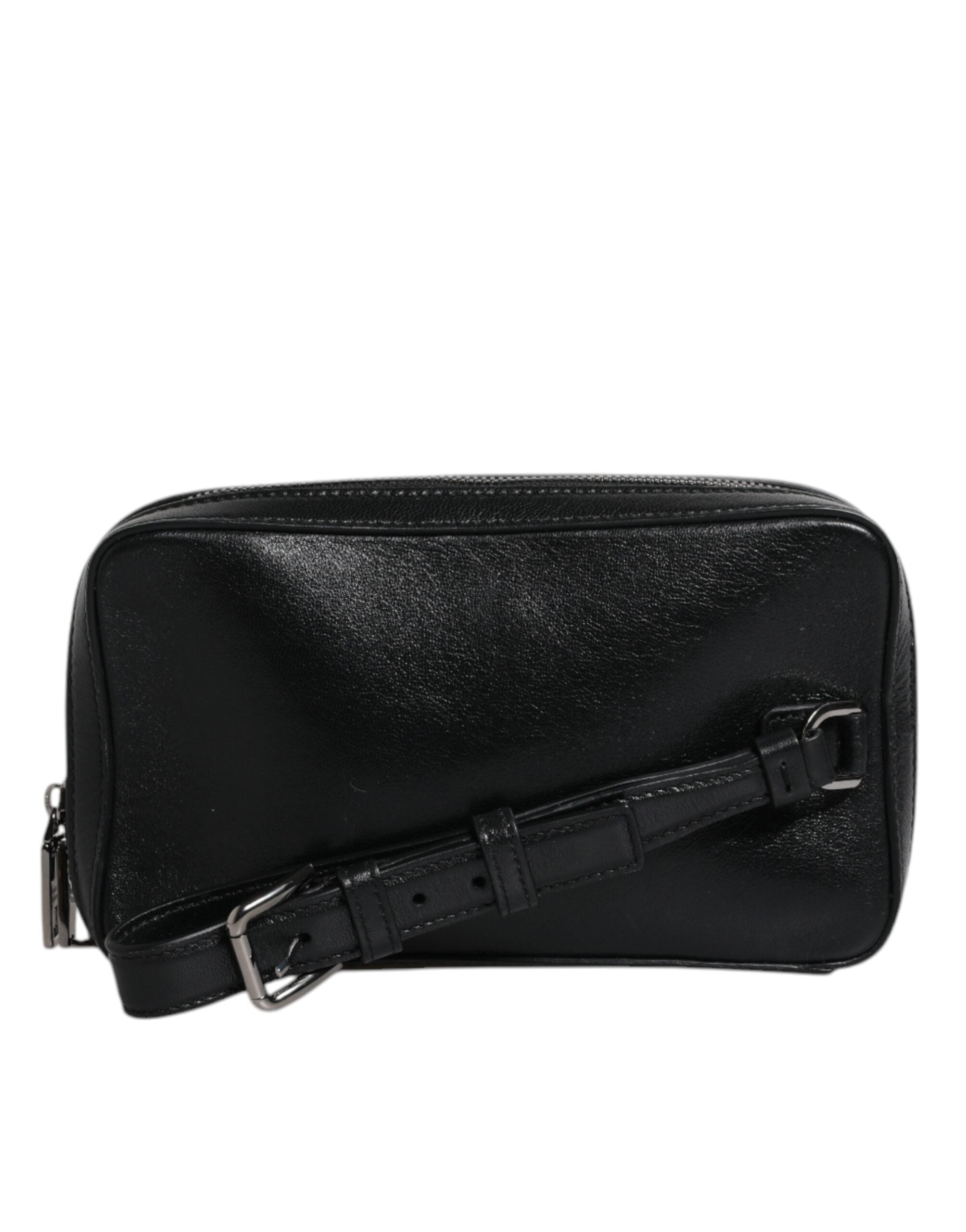 Dolce & Gabbana Black Leather LED Logo Wrist Strap Clutch Women's Bag ( )