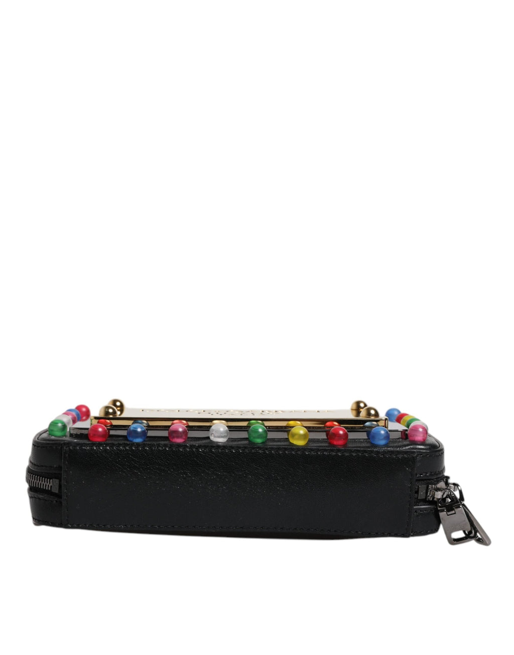 Dolce & Gabbana Black Leather LED Logo Wrist Strap Clutch Women's Bag ( )