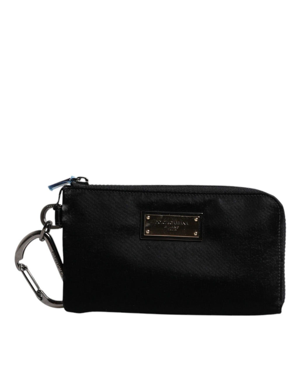 Dolce & Gabbana Black Nylon Logo Plaque Keyring Pouch Clutch Men's Bag