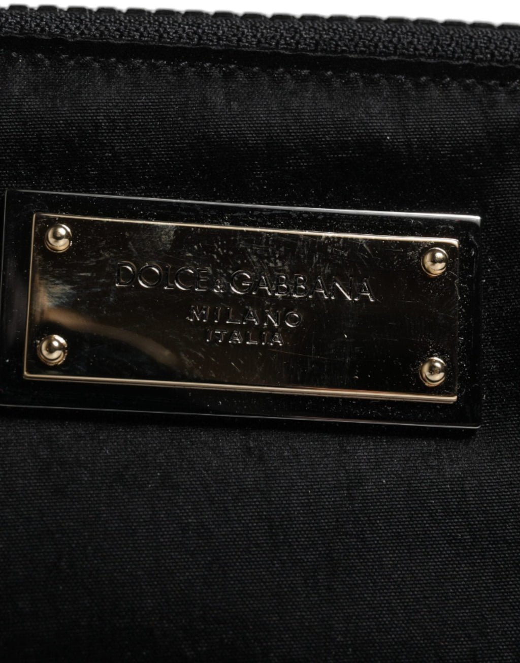 Dolce & Gabbana Black Nylon Logo Plaque Keyring Pouch Clutch Men's Bag