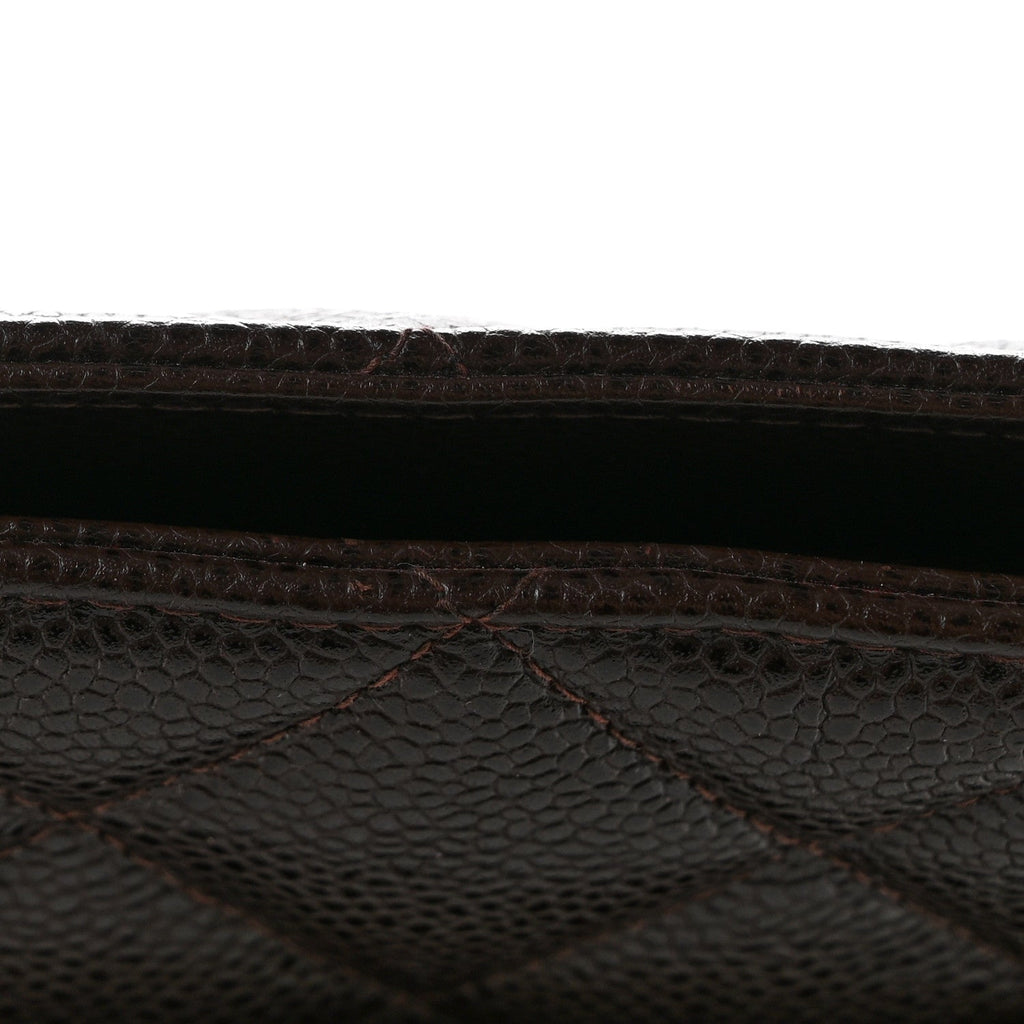 Caviar Quilted Medallion Tote Dark Brown