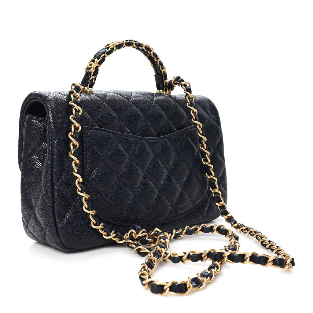 Caviar Quilted Small Handy CC Flap Navy