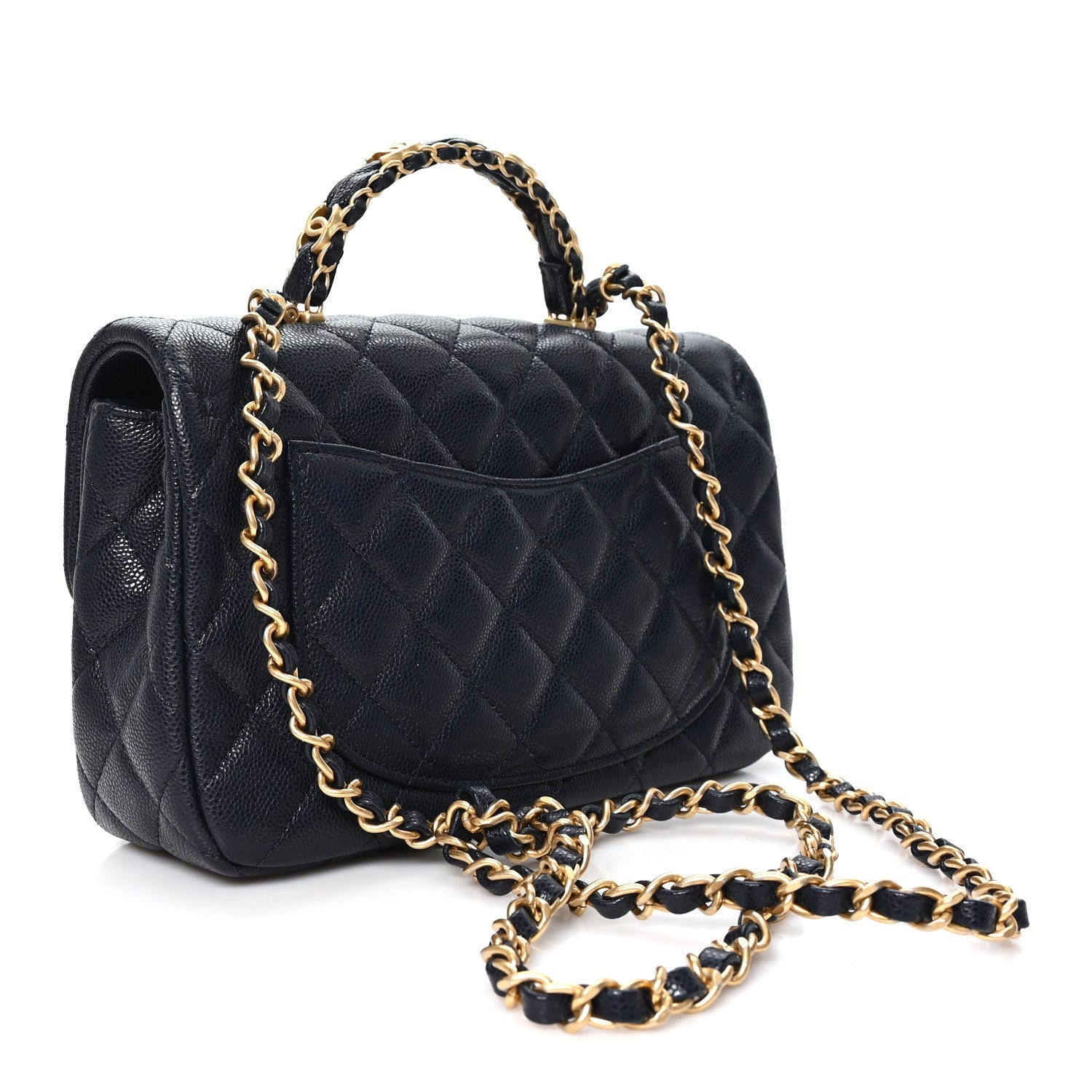Caviar Quilted Small Handy CC Flap Navy