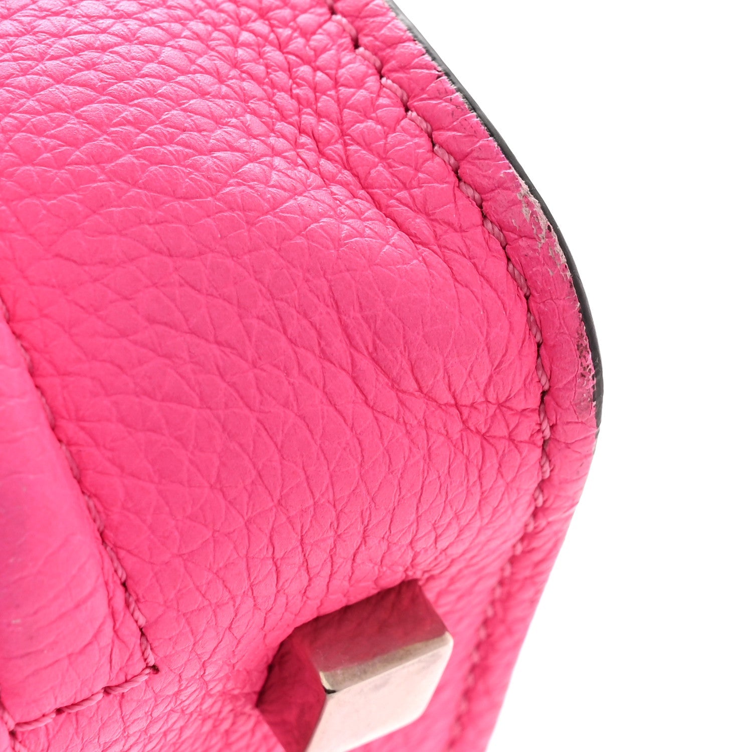 Drummed Calfskin Mini Luggage Fluo Pink