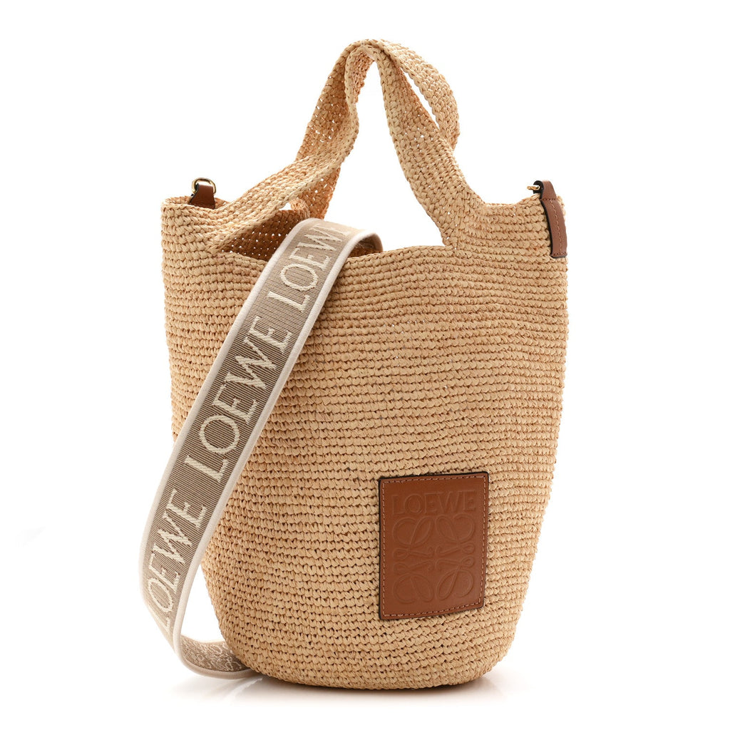 Raffia Mini Slit Tote Bag Natural Tan