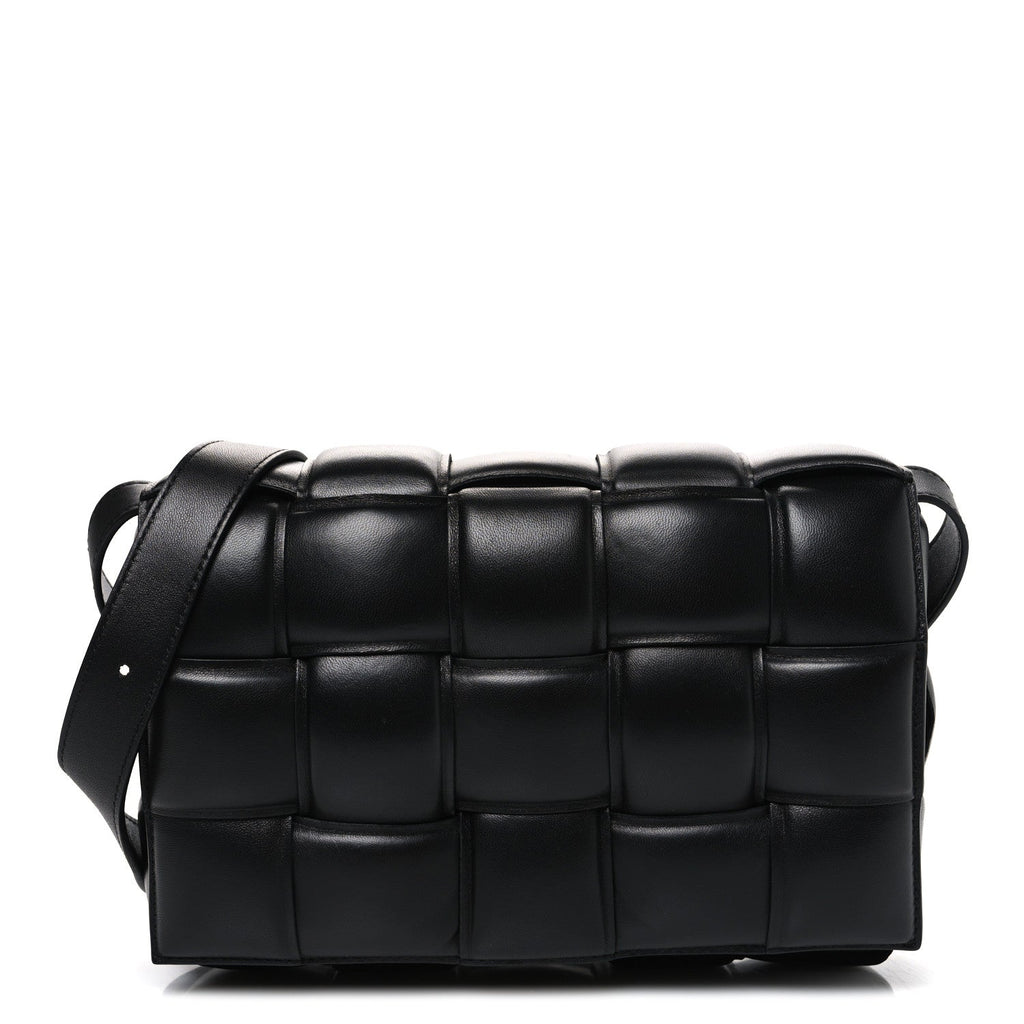 Nappa Maxi Intreccio Padded Cassette Crossbody Bag Black