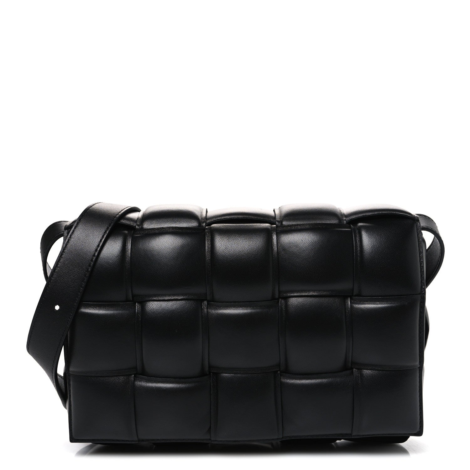 Nappa Maxi Intreccio Padded Cassette Crossbody Bag Black