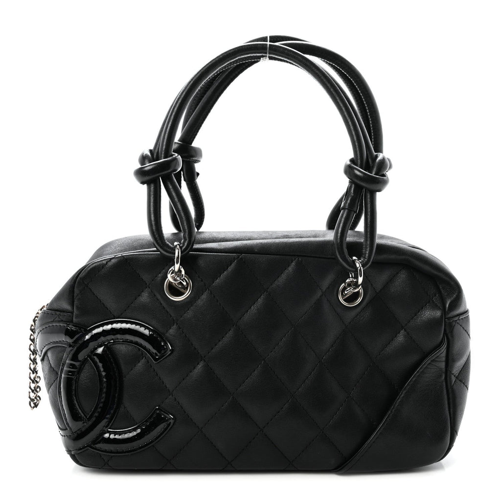 Calfskin Quilted Small Cambon Bowler Black