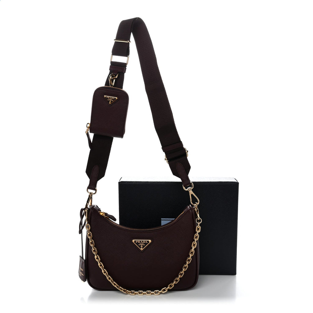 Saffiano Lux Re-Edition 2005 Shoulder Bag Bordeaux