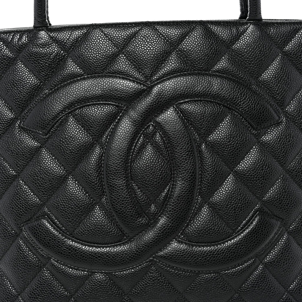 Caviar Quilted Medallion Tote Black