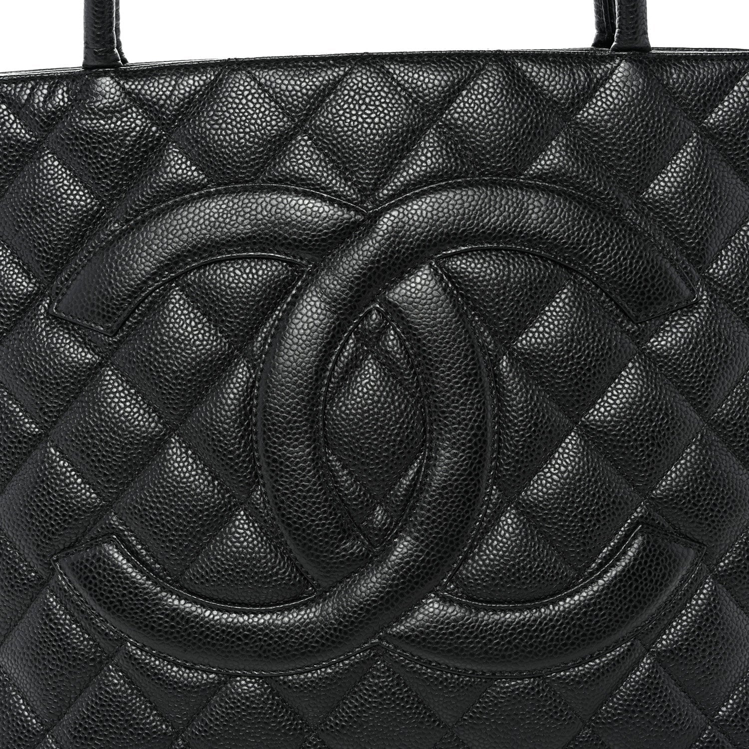 Caviar Quilted Medallion Tote Black