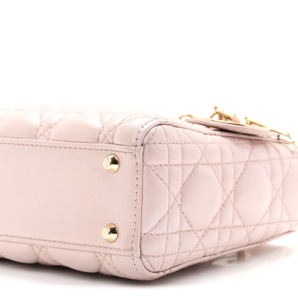 Metallic Lambskin Cannage Mini Lady Dior Lotus