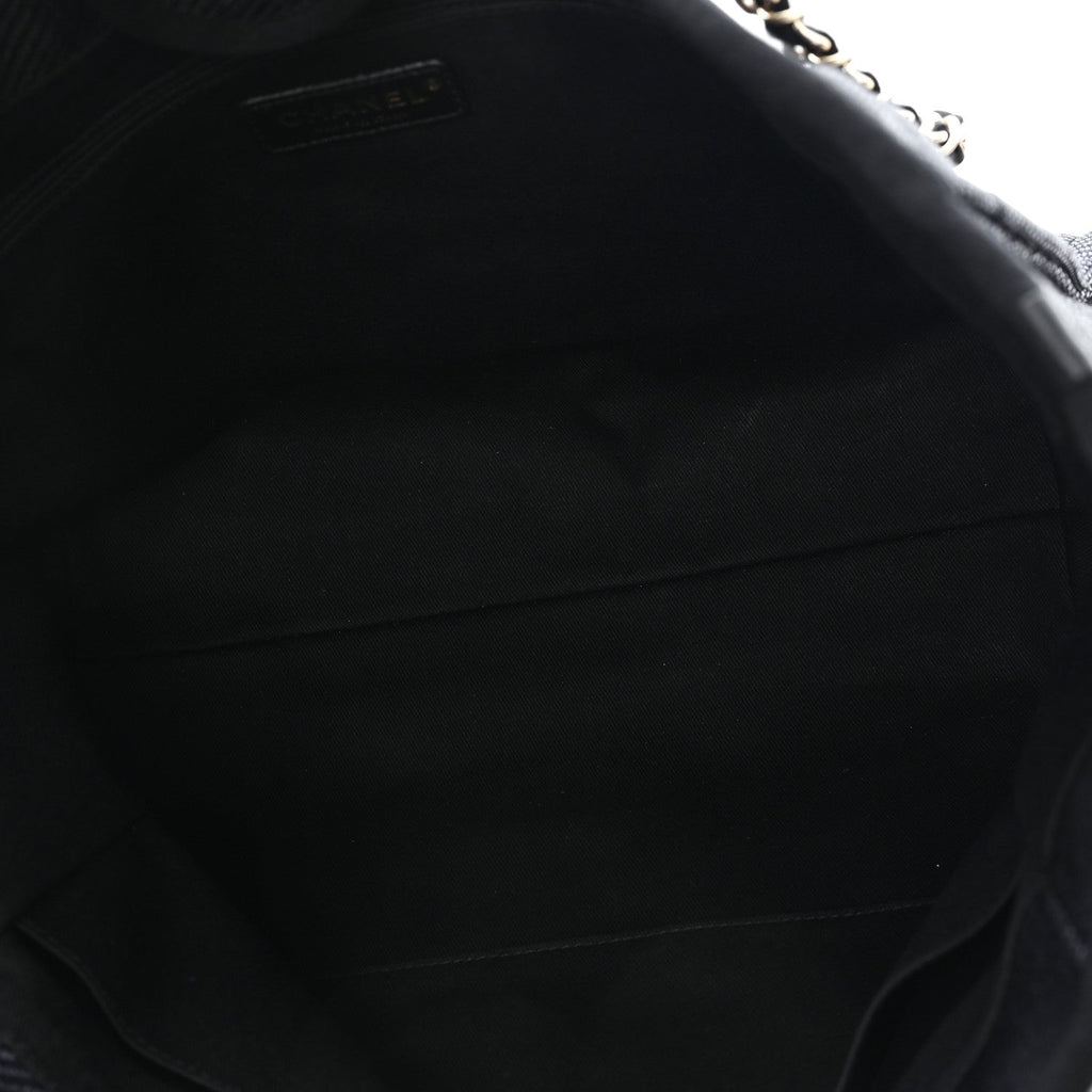 Mixed Fibers Calfskin Small Deauville Tote Black