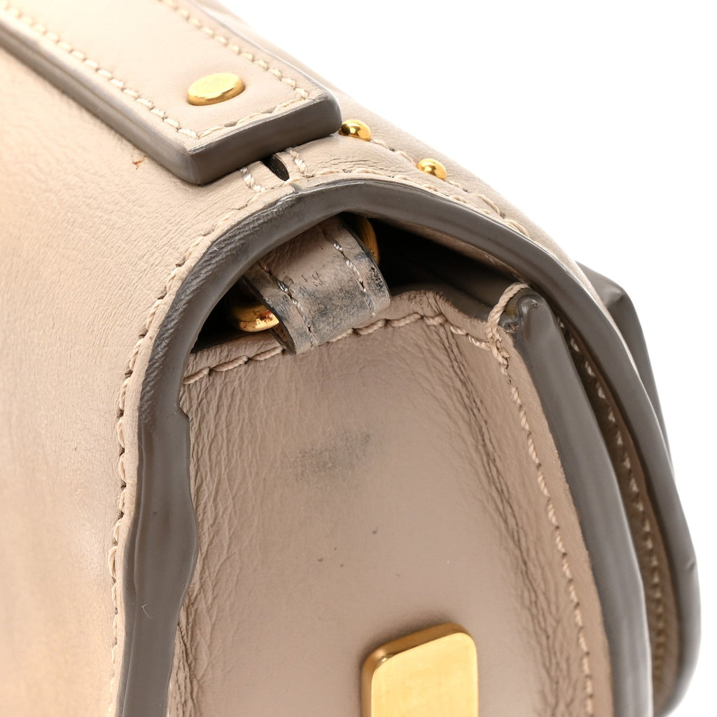 Calfskin Lambskin Quilted Studded Nile Bracelet Minaudiere Bag Pastel Grey