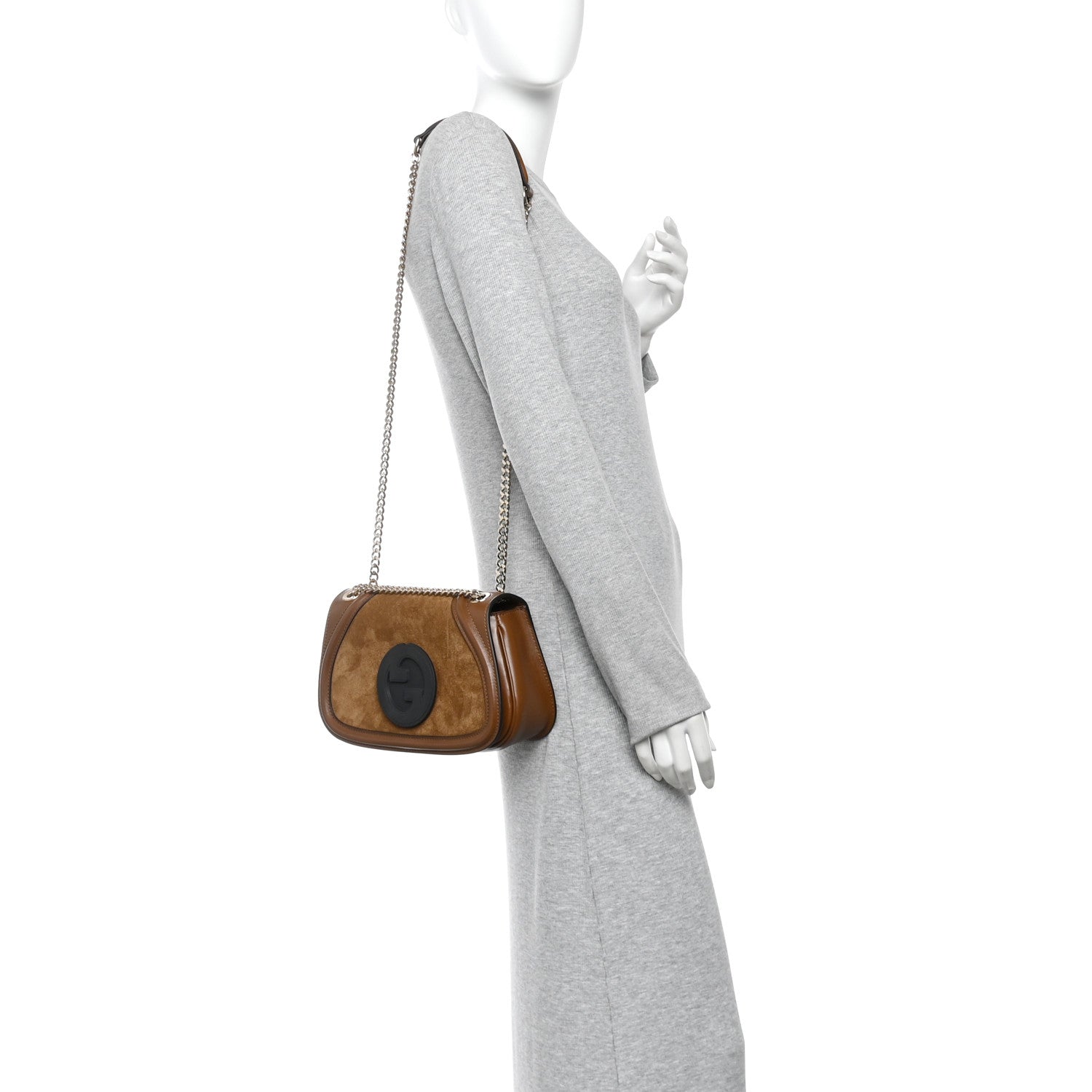 Suede Calfskin Blondie Medium Shoulder Bag Light Brown