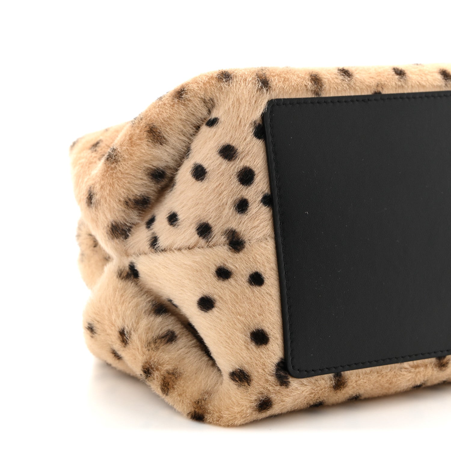 Pony Hair Cheetah Printed Lambskin Clutch With Chain Beige Black