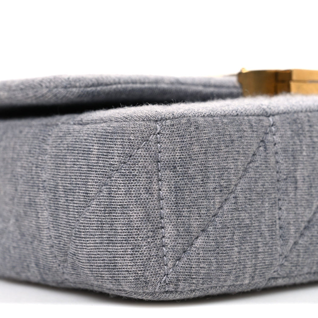 Jersey Wool Patchwork Monogram Mini Jamie Baguette Grigio