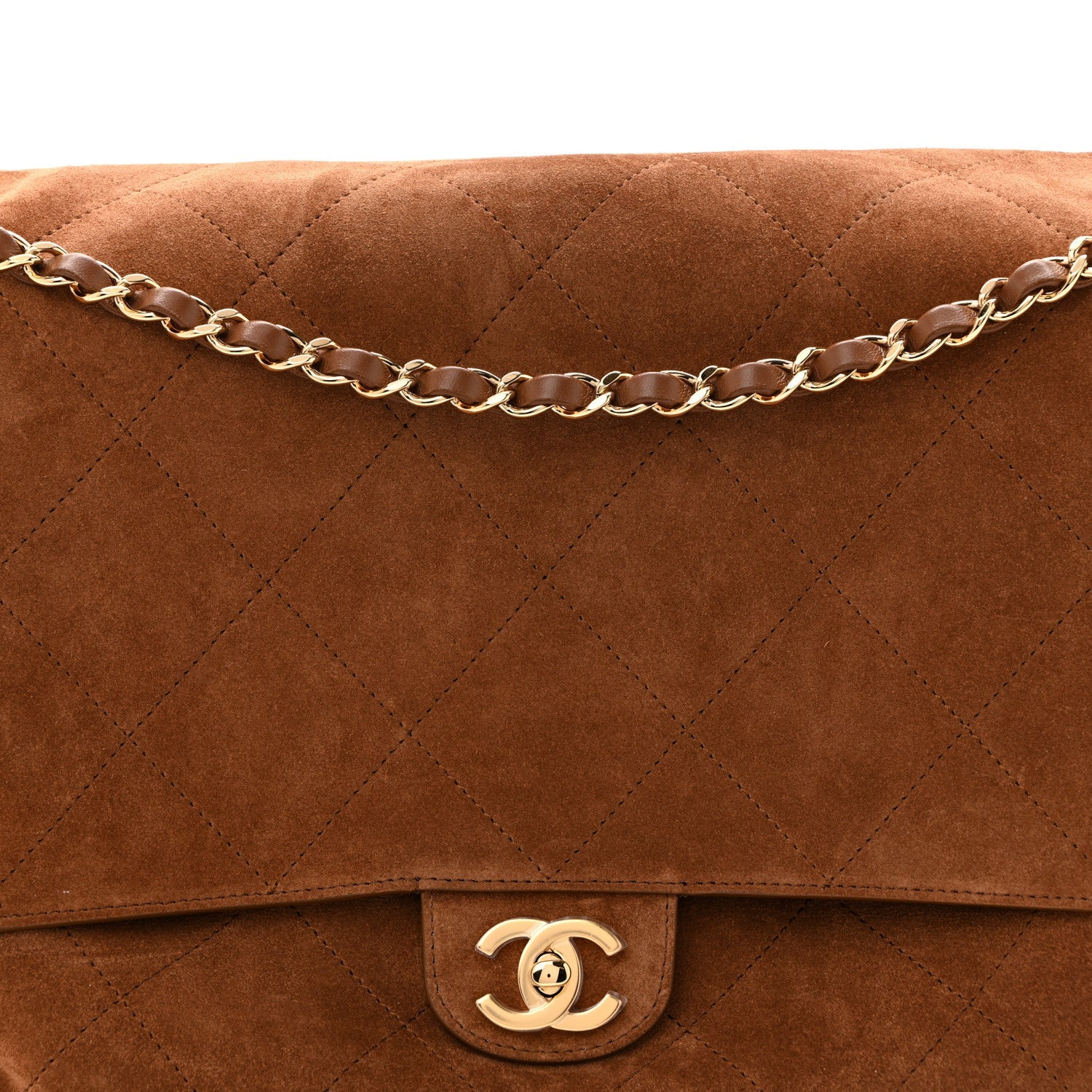 Suede Calfskin Souplissimo Maxi Flap Camel