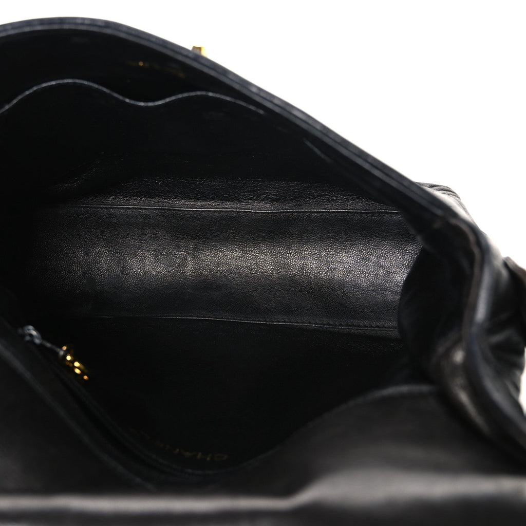 Lambskin Quilted Flap Shoulder Bag Black