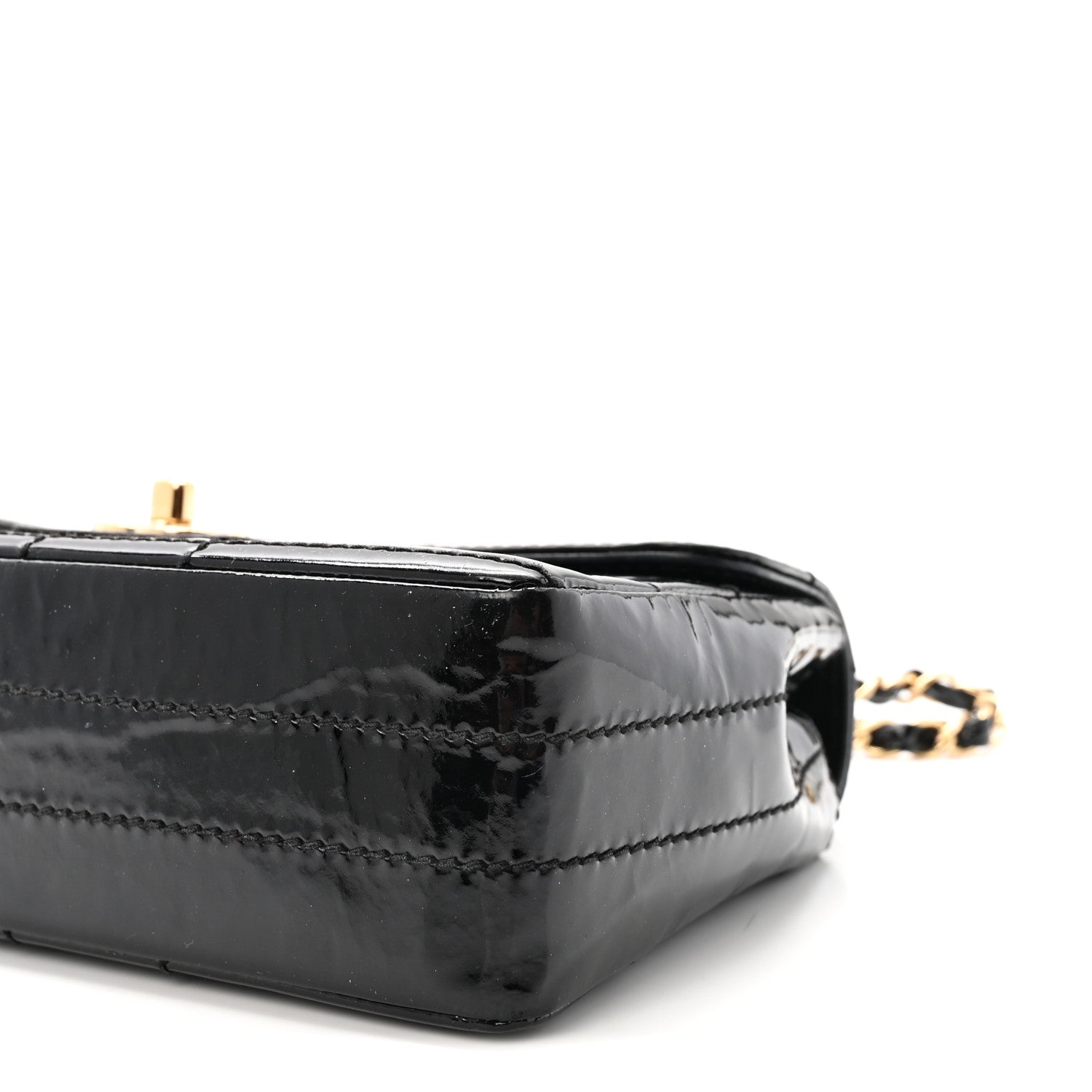 Patent Medium Chocolate Bar Flap Black