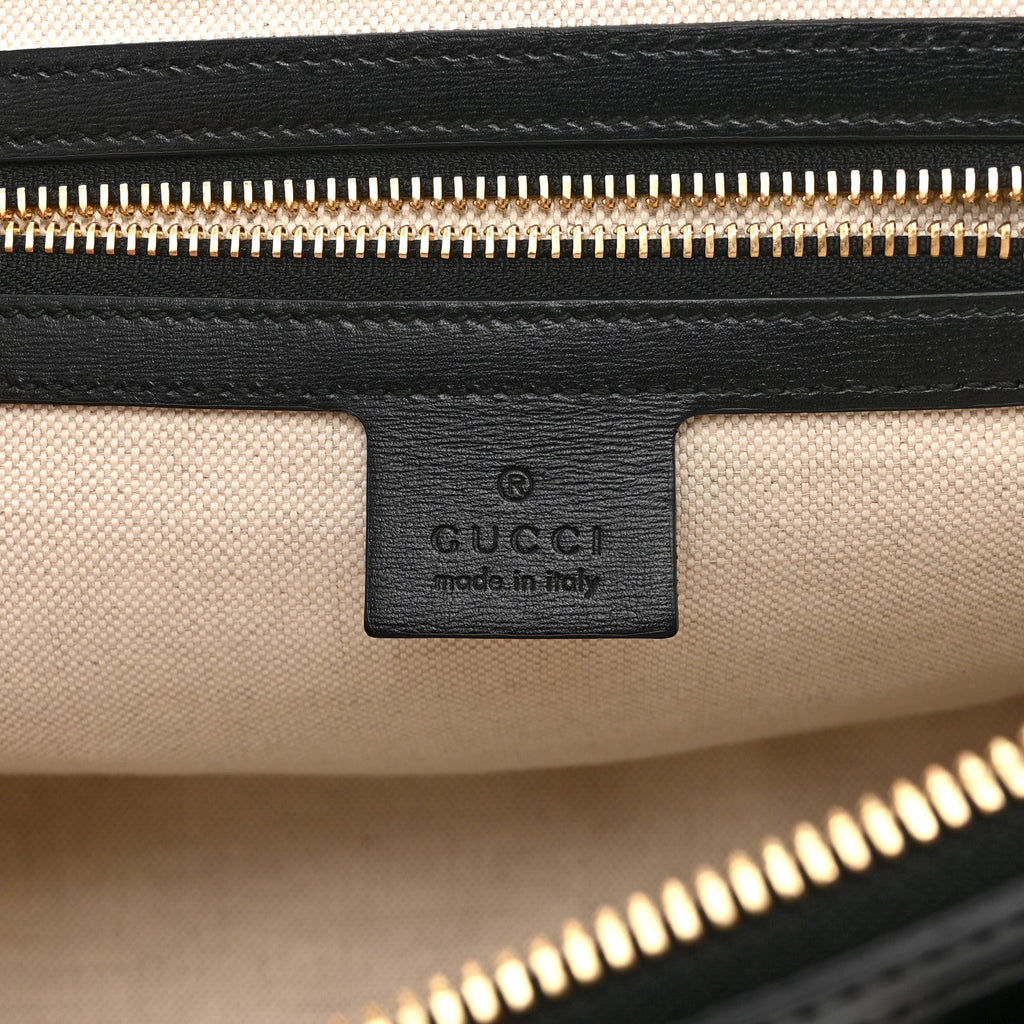 Boarded Plutone Calfskin Small Horsebit 1955 Top Handle Bag Black