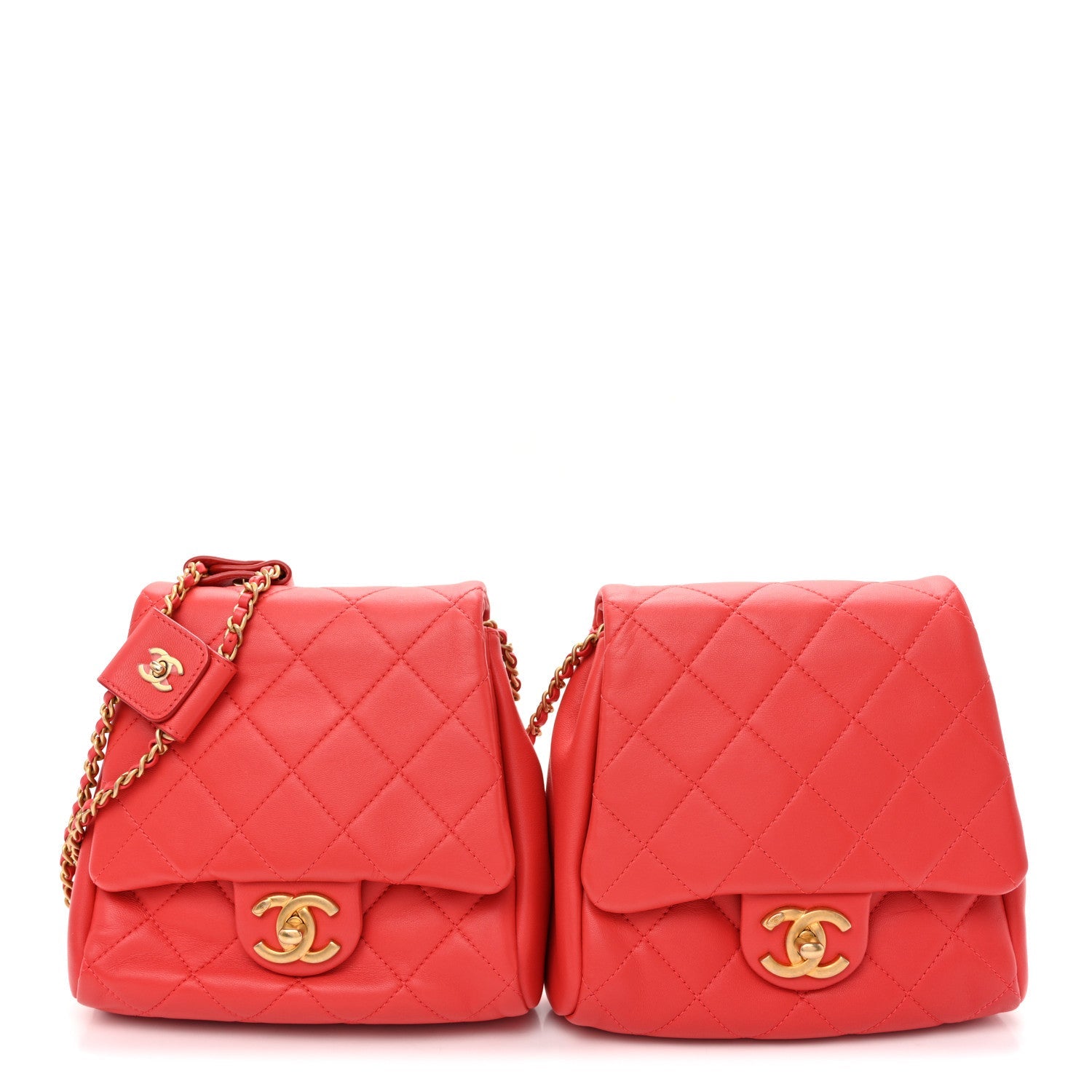 Lambskin Quilted Side-Packs Red