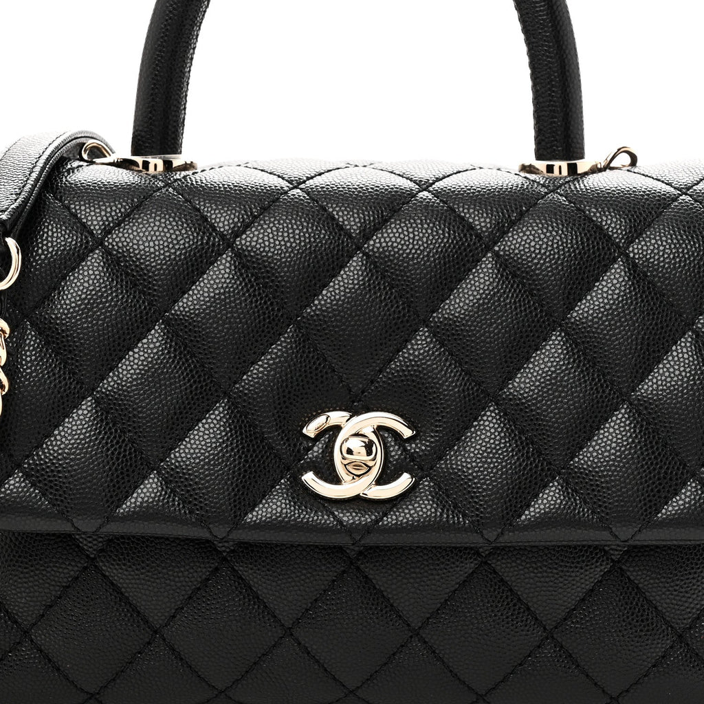 Caviar Quilted Mini Coco Handle Flap Black