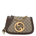 GG Supreme Monogram Textured Dollar Calfskin Blondie Chain Shoulder Flap Bag Beige Ebony New Acero