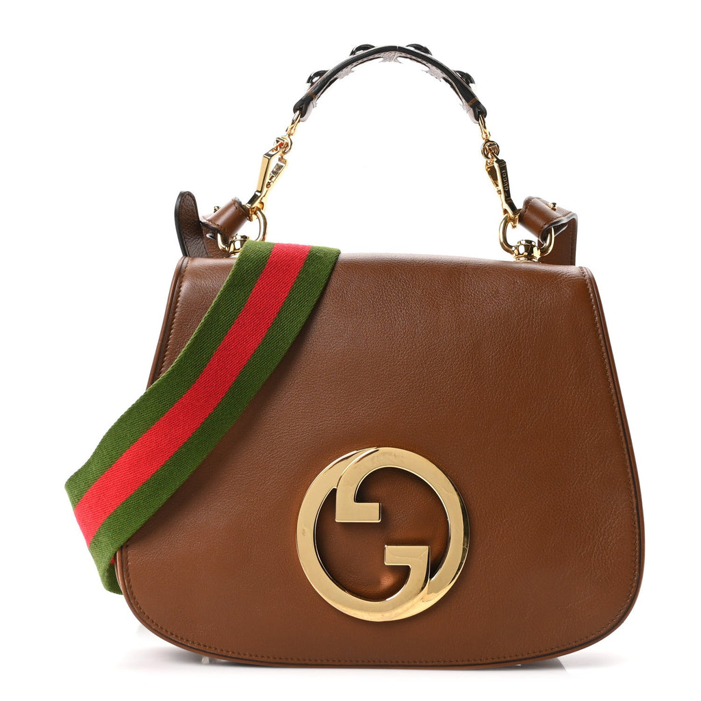 Roxy Calfskin Web Medium Blondie Shoulder Flap Bag Cuir