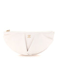 Lambskin Quilted Wave Clutch White