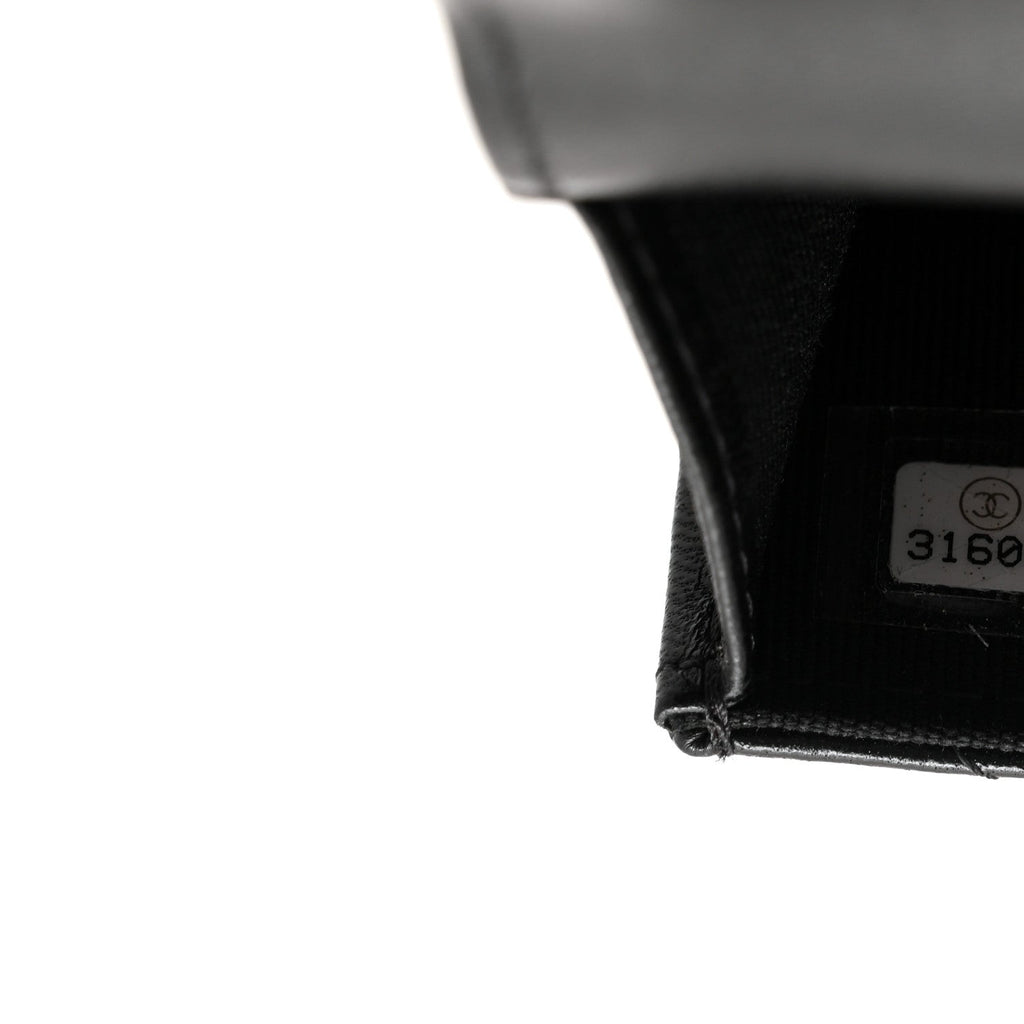 Lambskin Quilted CC Hook Card Holder Black