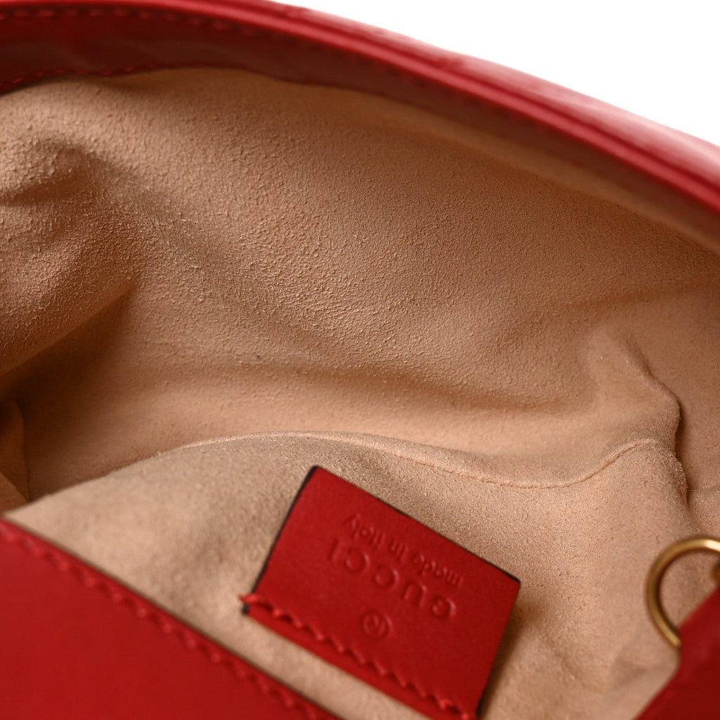 Calfskin Matelasse Super Mini GG Marmont Shoulder Bag Hibiscus Red