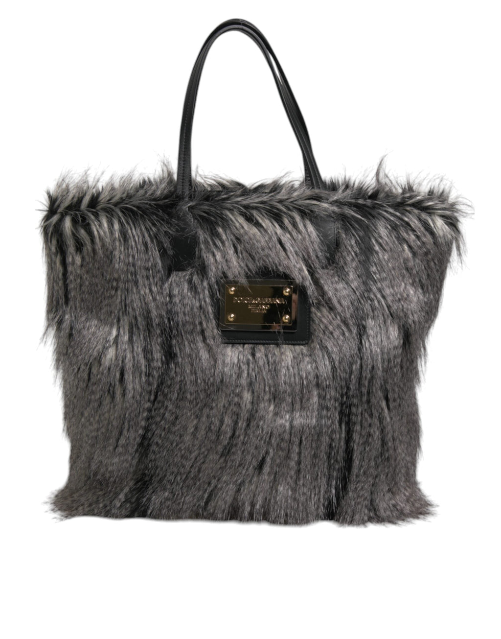 Dolce & Gabbana Black Oversize Faux Fur Shopping Tote Women's Bag ( )