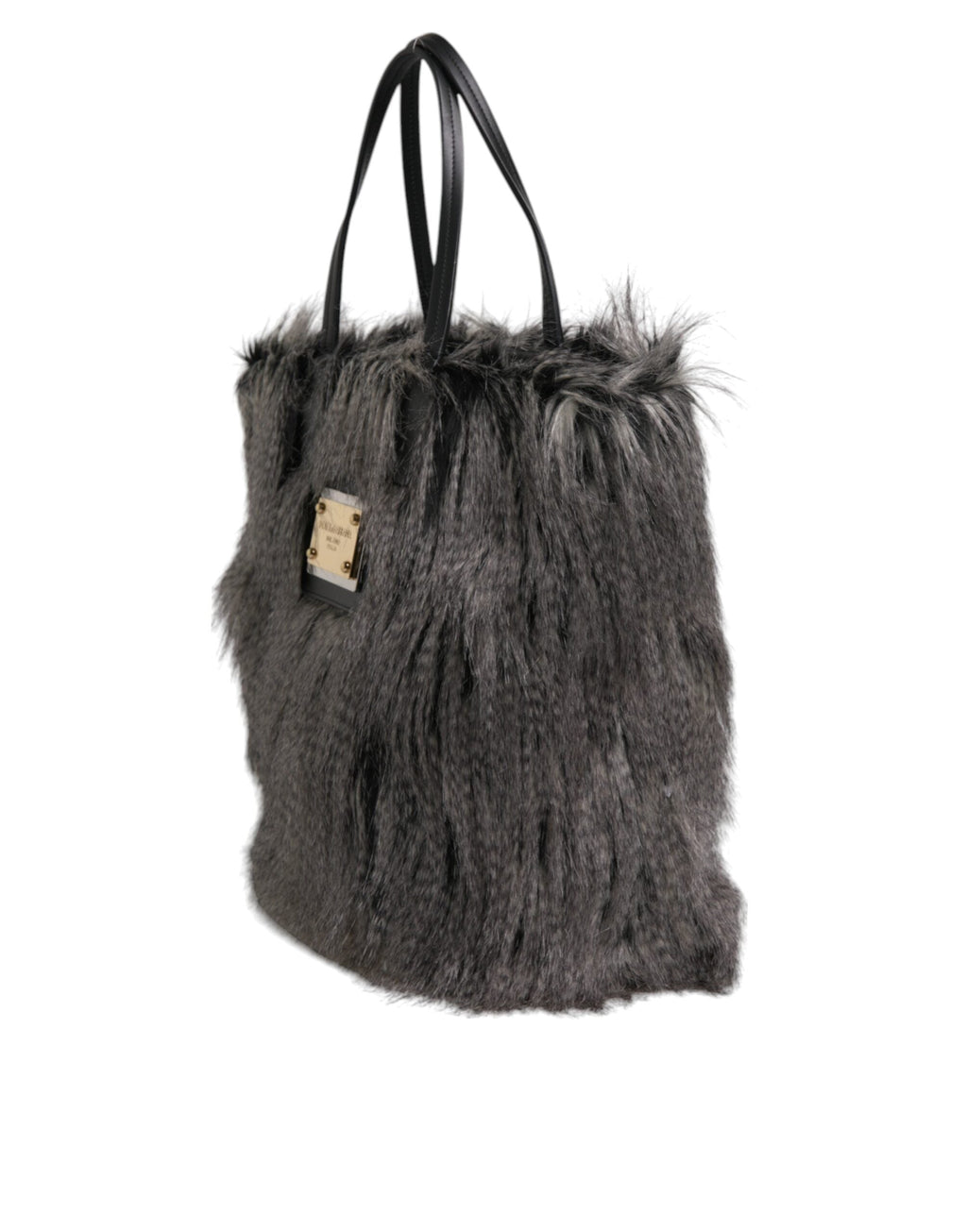 Dolce & Gabbana Black Oversize Faux Fur Shopping Tote Women's Bag ( )